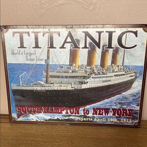 Vintage Titanic Crystal Art Gallery 1998 Metal Wall Sign. 17” X 12.5” USA Made.